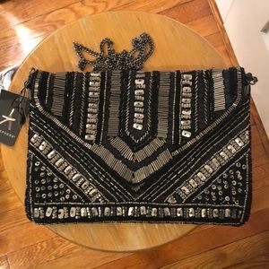Beaded black clutch